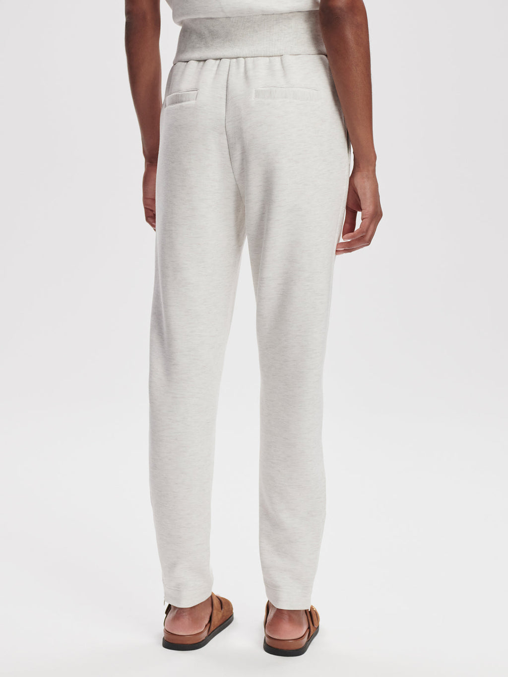 Varley The Slim Zip Hem Pant 29.5 - Ivory Marl