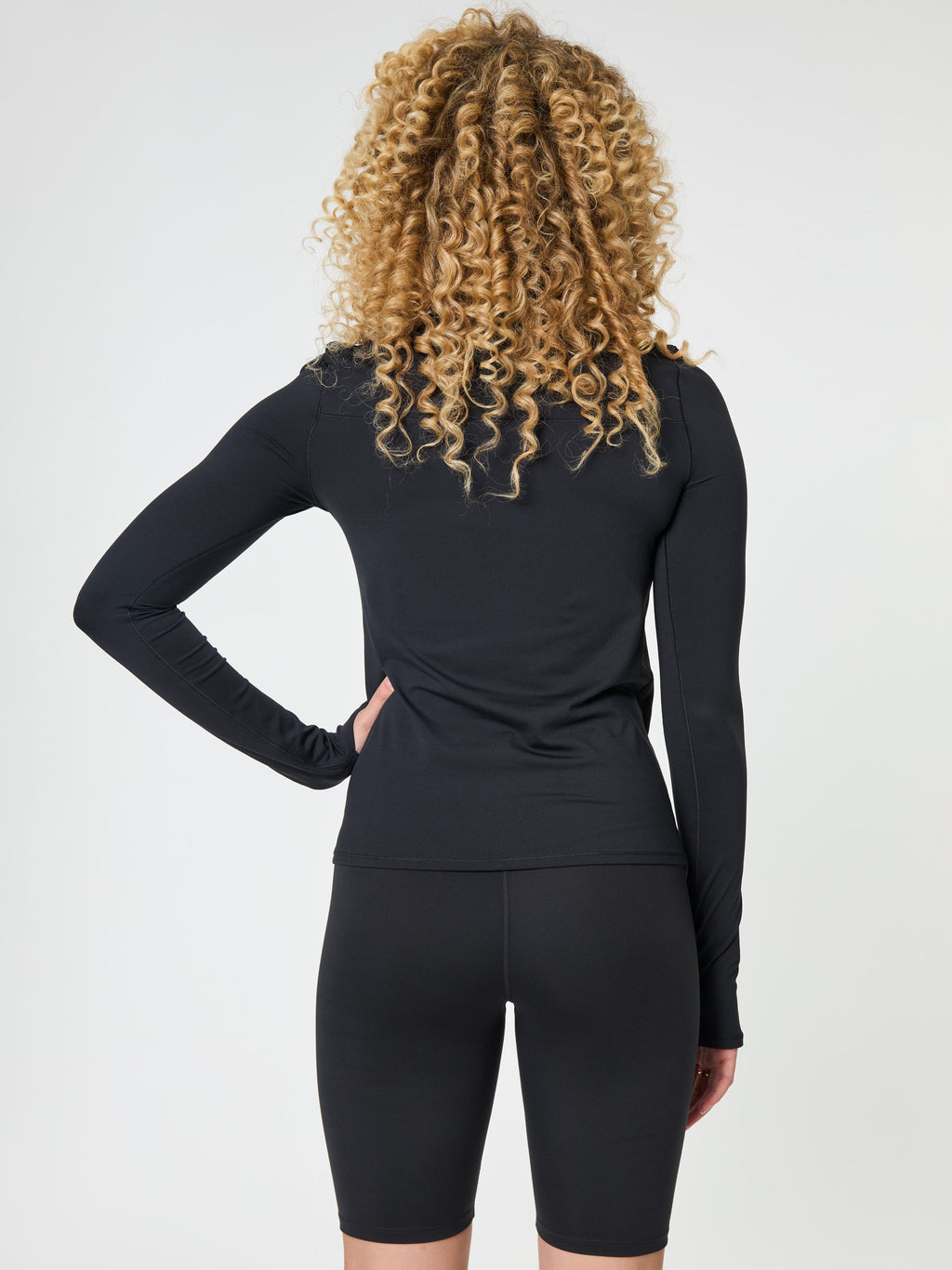 Girlfriend Collective Reset Long Sleeve Mock Neck Half Zip - Black