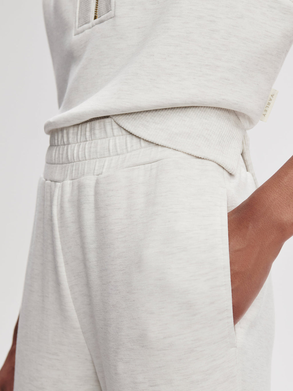 Varley The Slim Zip Hem Pant 29.5 - Ivory Marl