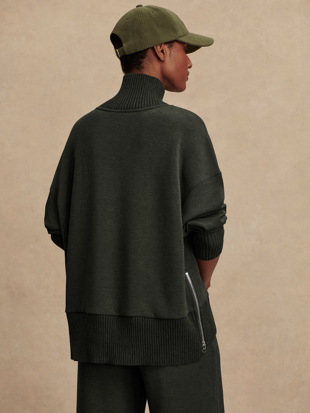 Varley Barker High Neck Sweat - Olive Marl