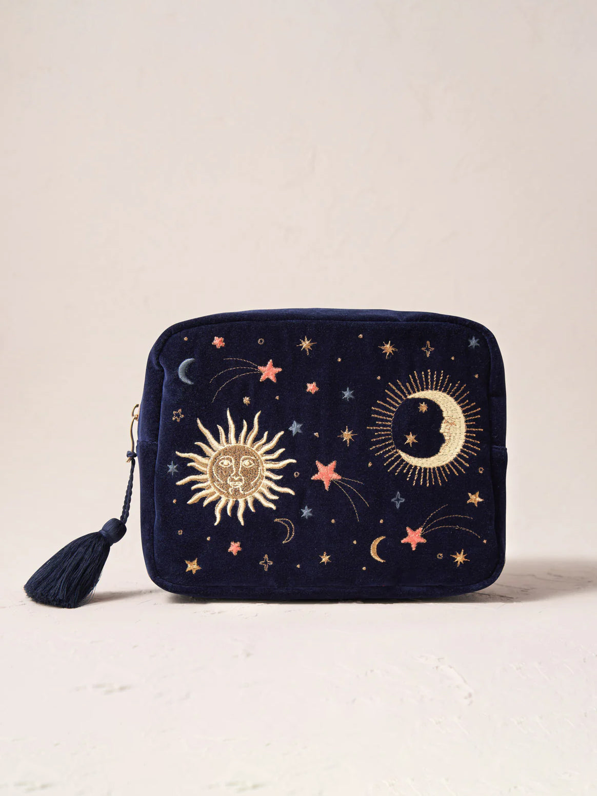 Elizabeth Scarlett Velvet Wash Bag - Navy Celestial