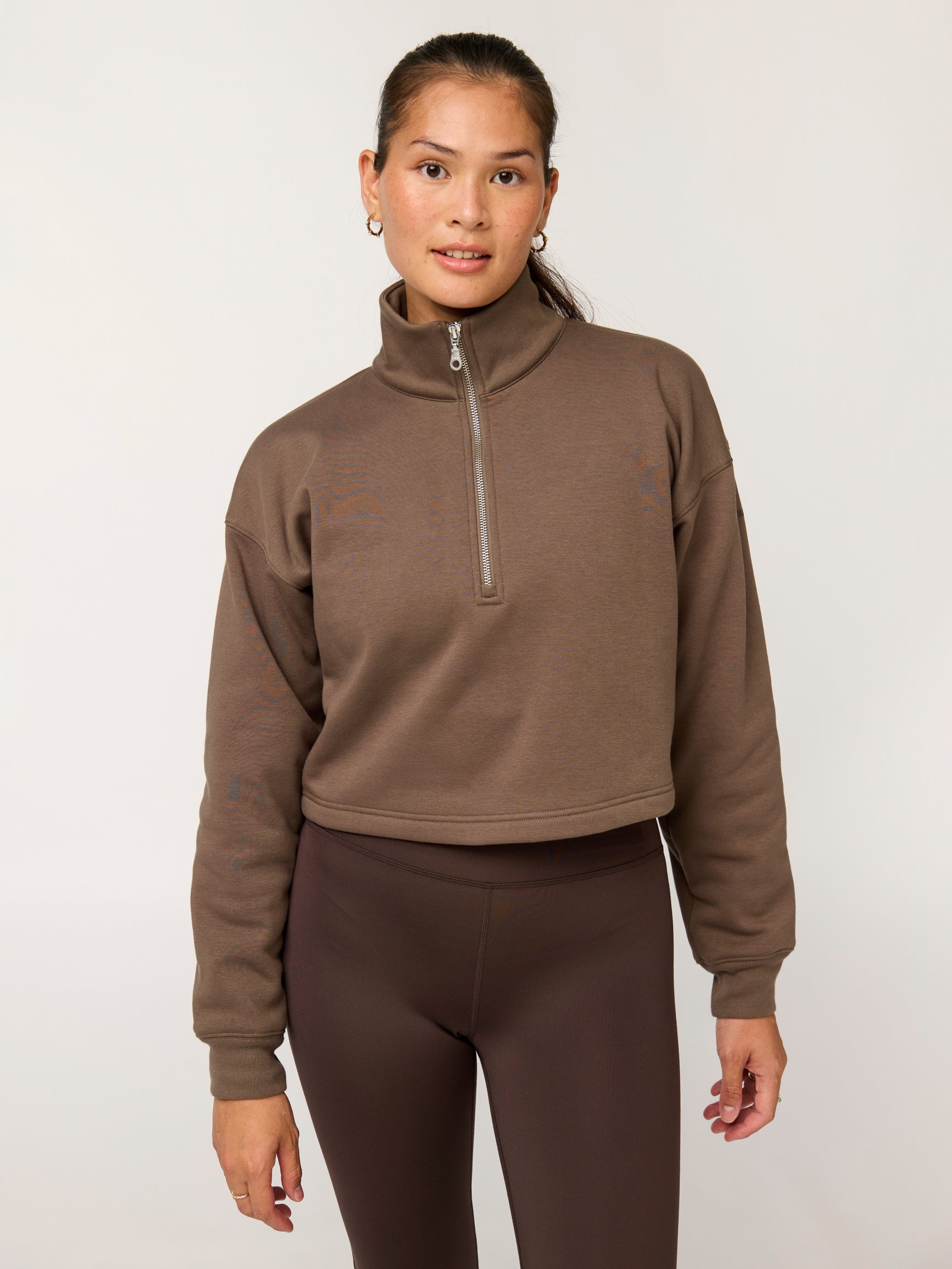 Girlfriend Collective Vega Half Zip Sweatshirt - Mink