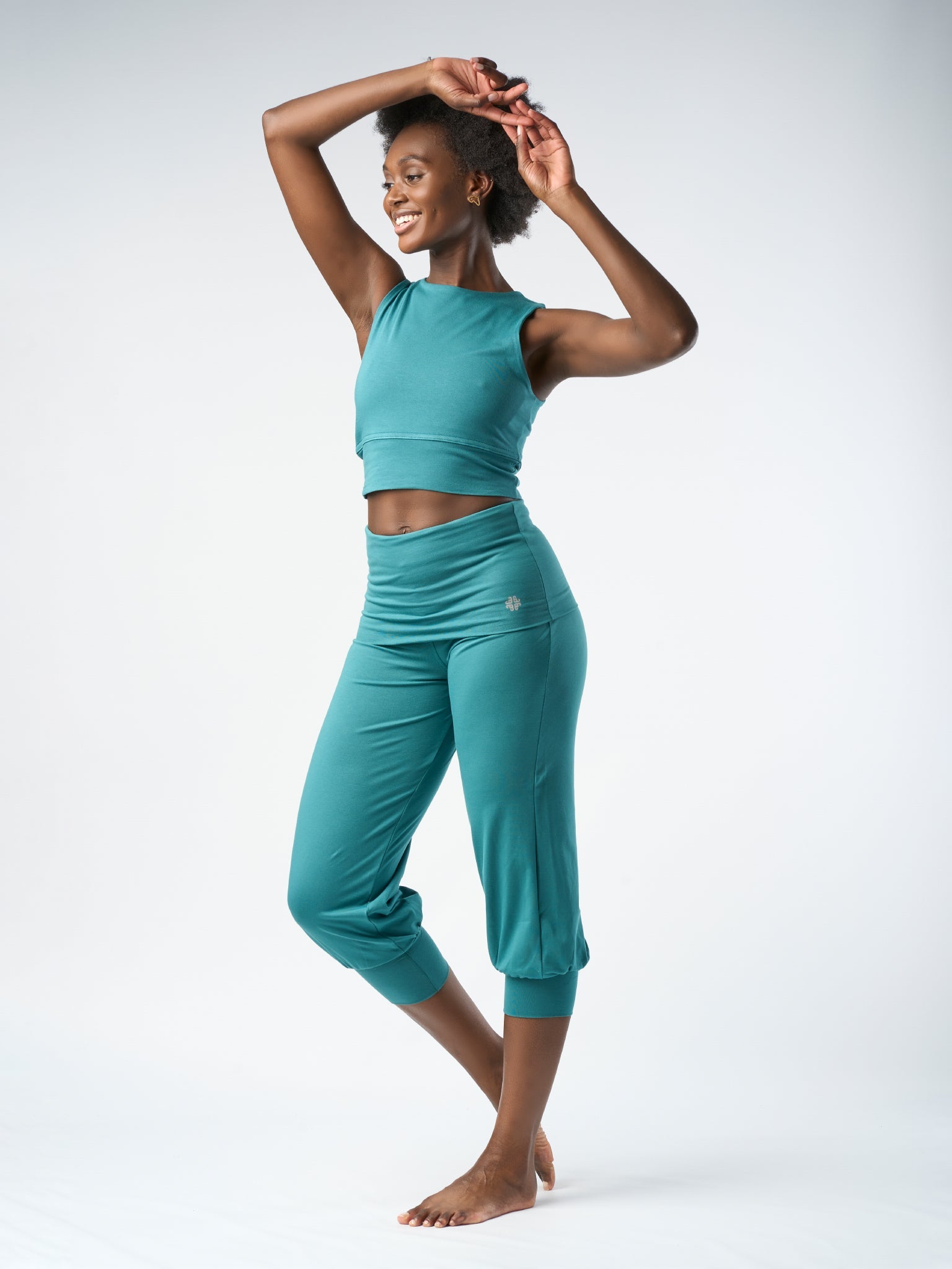 Gossypium Aspire Cropped Harem Pants - Jade