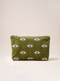 Elizabeth Scarlett Velvet Everyday Pouch - Garden Green Mystical Eye