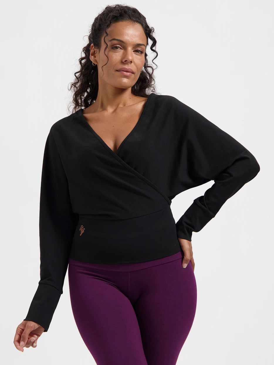 Urban Goddess Ala Long Sleeve Yoga Top - Onyx Black