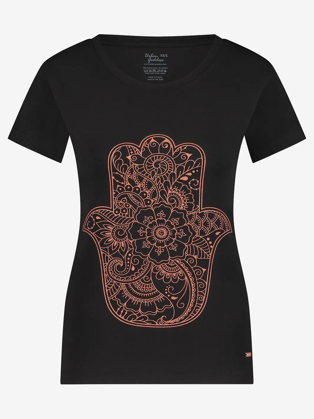 Urban Goddess Hamsa Core Yoga Tee - Onyx Black