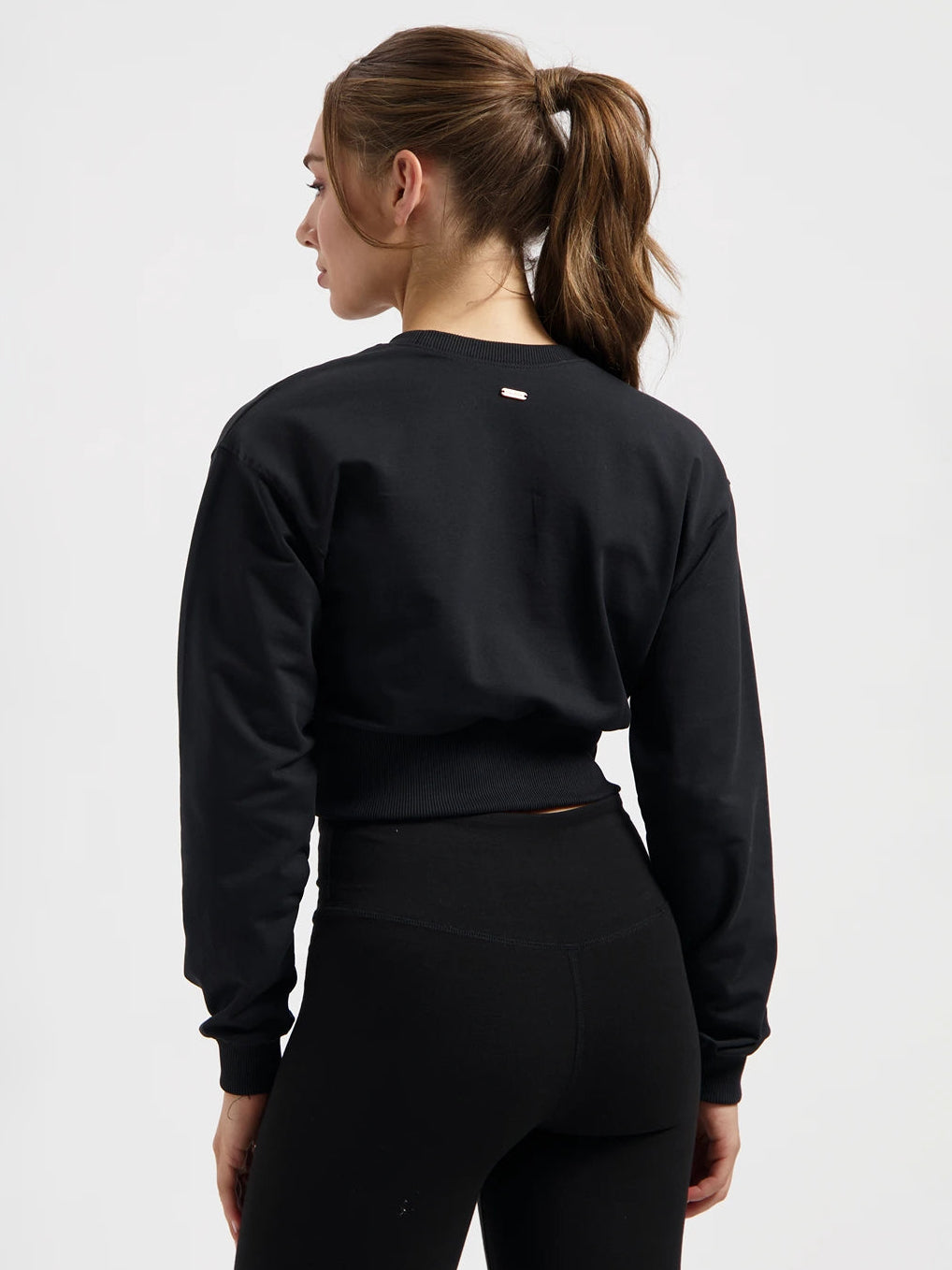 Urban Goddess Naya Cropped Long Sleeve Yoga Top - Onyx Black