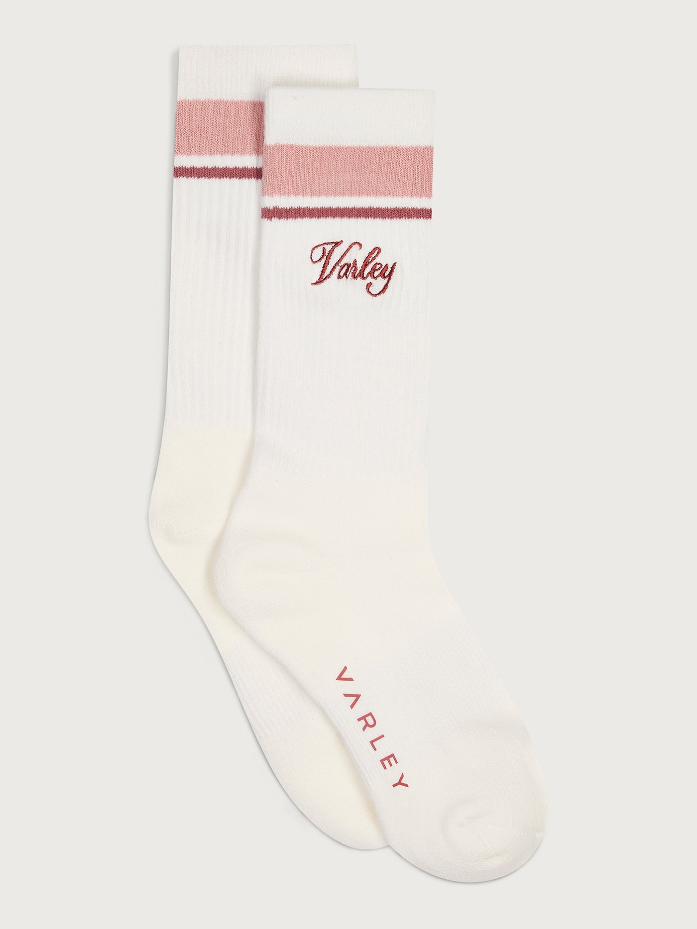 Varley Lamar Club Stripe Sock - Egret/Pale Mauve/Dusty Rose