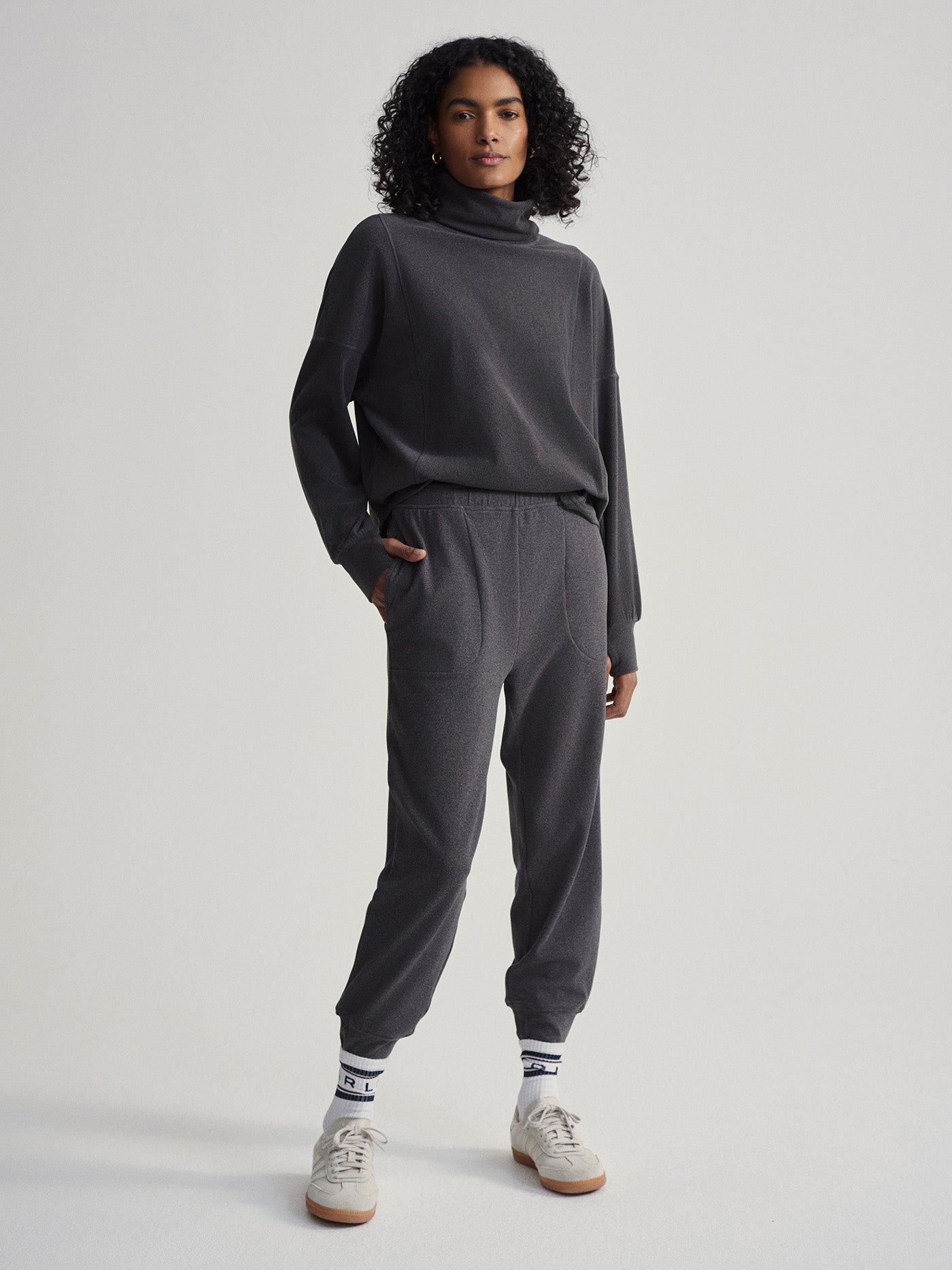 Varley Brushed Rib Slim Cuff Pant 25 - Black Marl